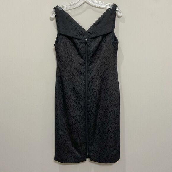 Peter Hidalgo Textured Back V-Neck Shift Dress Black Sz 12 Sleeveless - Picture 3 of 4